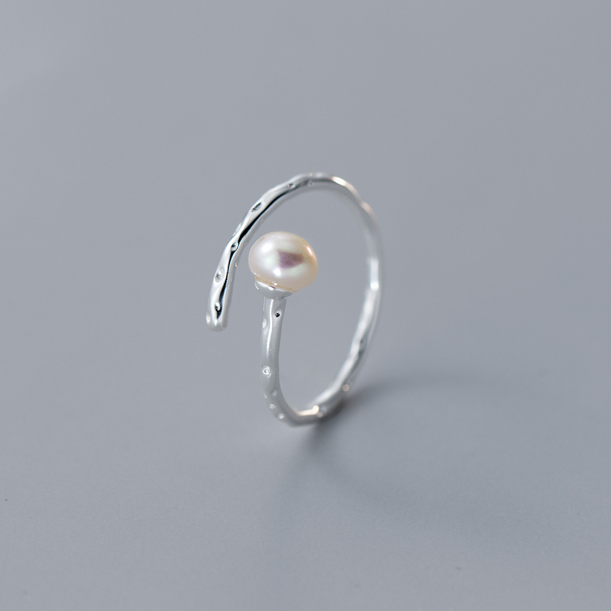 Adjustable Stackable Pearl Ring Set of 5 in 925 Sterling Silver for Women